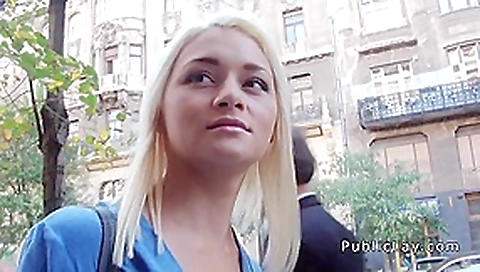 Blonde Russian nurse sucked and fucked in public
