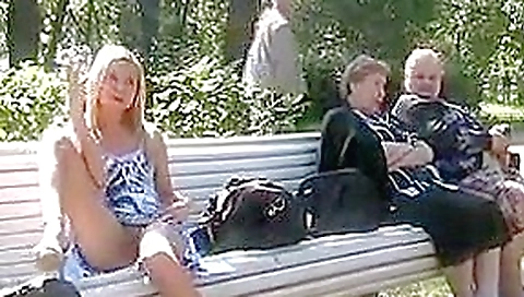 Public nudity featuring light-haired Russian chick