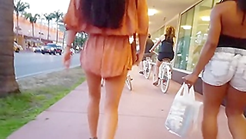 Candid hot in peach romper incredible legs