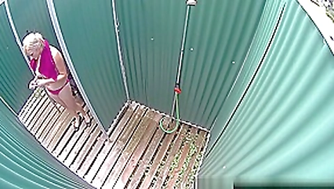 Czech Big Tits Blonde Spied in Public Shower Cabin