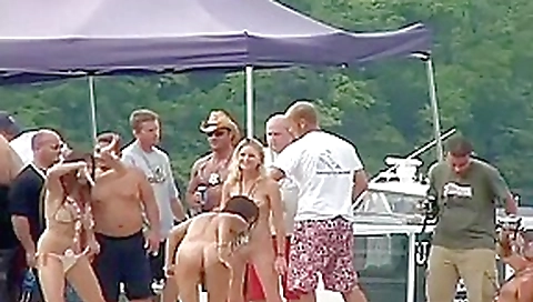 Hot Chicks Getting Naked & Wild On Boat