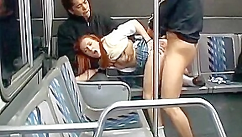 SPECTACLE Redhead Roughly Fucked in Public Bus Hardcore Sex
