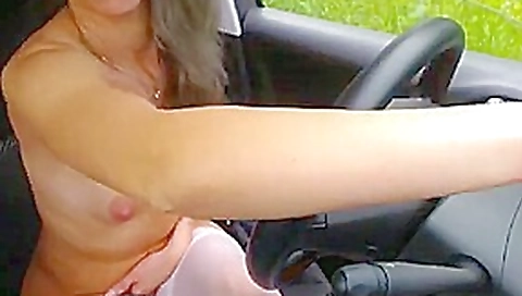Milf streams outside fucks car stick shift 4