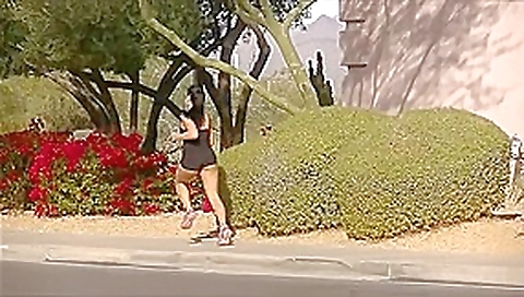 Hot candid fit girl jogging in tight shorts
