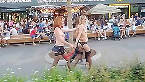 Nude in public girl 2 girlfriends flashing fun in russia