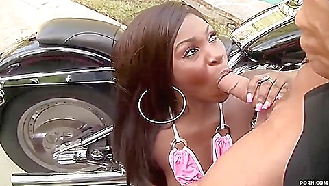 Raunchy biker fucking a black babe