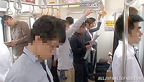 Naughty Japanese teen 18+ has sex on the train