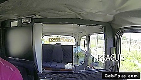 Busty blonde sucks huge dick in fake taxi