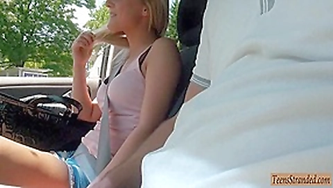 Cute amateur blonde teen 18+ girl Katy Rose nailed in the car