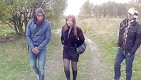 Odile in breasty gal enjoys hard dick in an outdoor sex vid